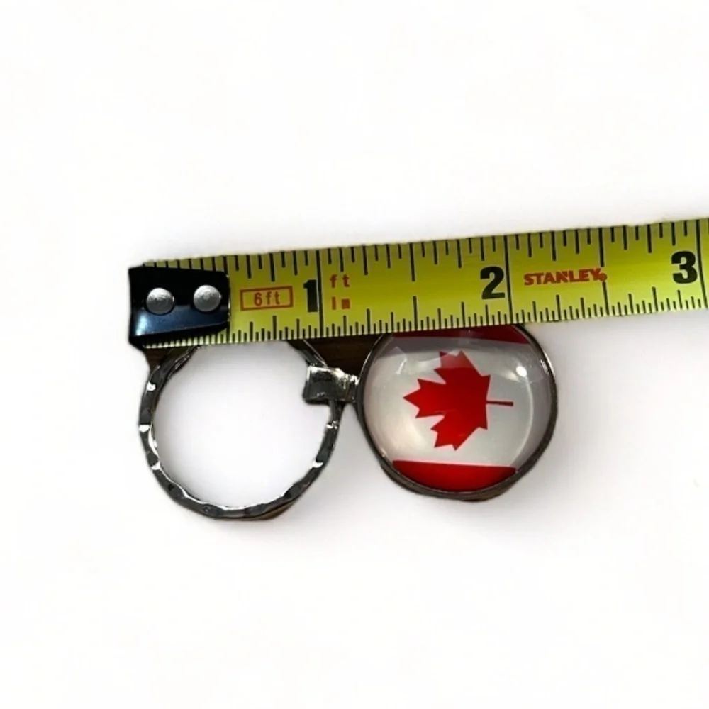 Canada Flag Domed Keychain with Keyring Small